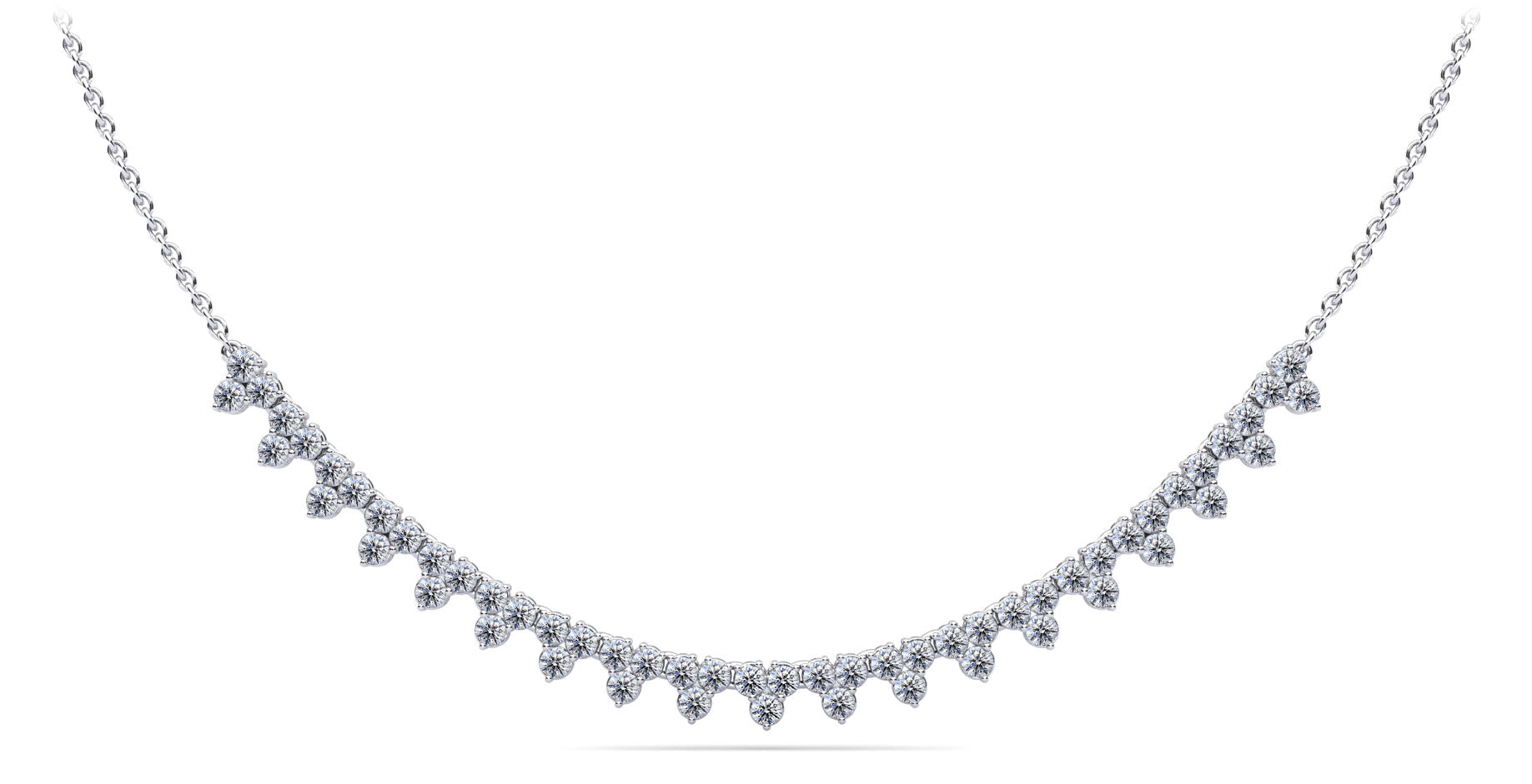 Three Stone Brilliance Diamond and Chain Necklace Lab-Grown Diamond  with 2.18 ct.(finished) 2mm