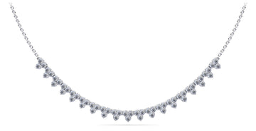 Three Stone Brilliance Diamond and Chain Necklace Lab-Grown Diamond  with 2.91 ct.(finished) 2.4mm