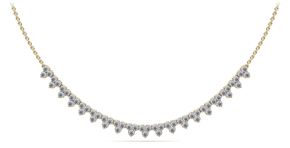 Three Stone Brilliance Diamond and Chain Necklace Lab-Grown Diamond  with 2.18 ct.(finished) 2mm