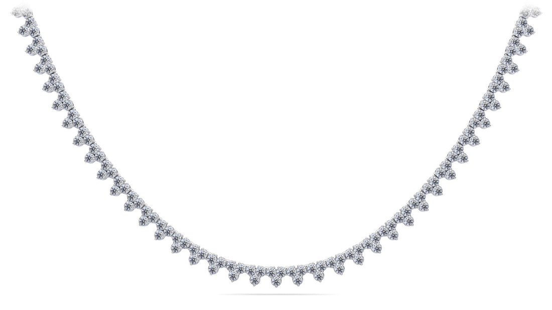 Three Stone Brilliance Diamond Necklace Diamond  with 8.91 ct.(finished) 2mm