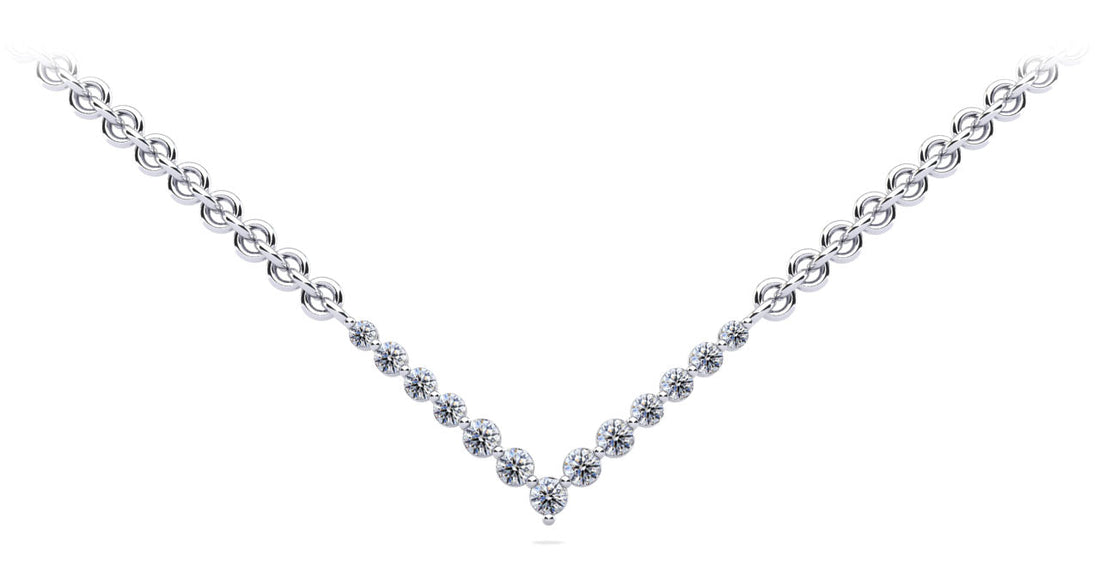 Graduated V Neck Diamond Necklace Diamond  with 2.42 ct.(finished) 3mm, 3.5mm, 4mm