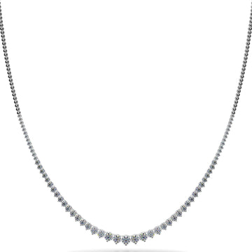 Three Prong Diamond Necklace with Shiny Link Back Lab-Grown Diamond  with 3.07 ct.(finished) 2mm, 2.2mm, 2.5mm