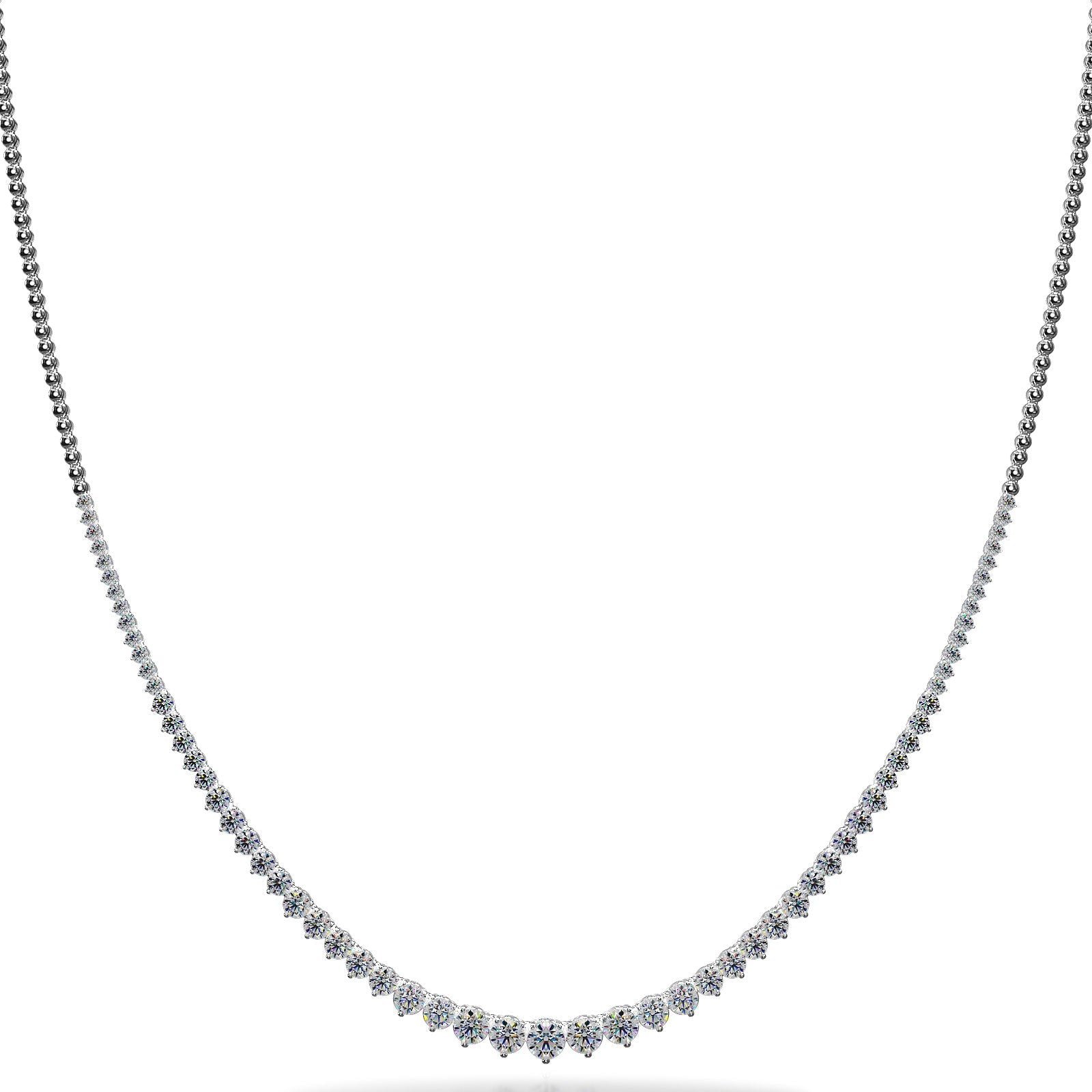 Three Prong Diamond Necklace with Shiny Link Back Diamond  with 8.04 ct.(finished)