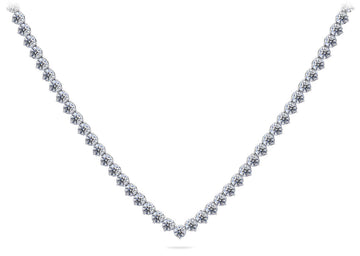 Timeless Three Prong Riviera V Neck Diamond Necklace Diamond  with 13.55 ct.(finished) 3mm