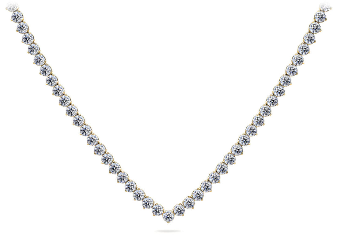 Timeless Three Prong Riviera V Neck Diamond Necklace Lab-Grown Diamond  with 8.82 ct.(finished) 2.5mm