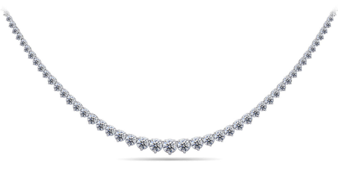 Timeless Three Prong Diamond Tennis Necklace Diamond  with 9.05 ct.(finished)