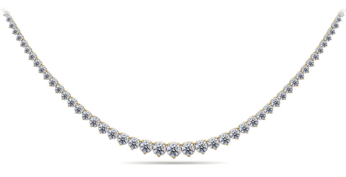 Timeless Three Prong Diamond Tennis Necklace Diamond  with 12.03 ct.(finished)