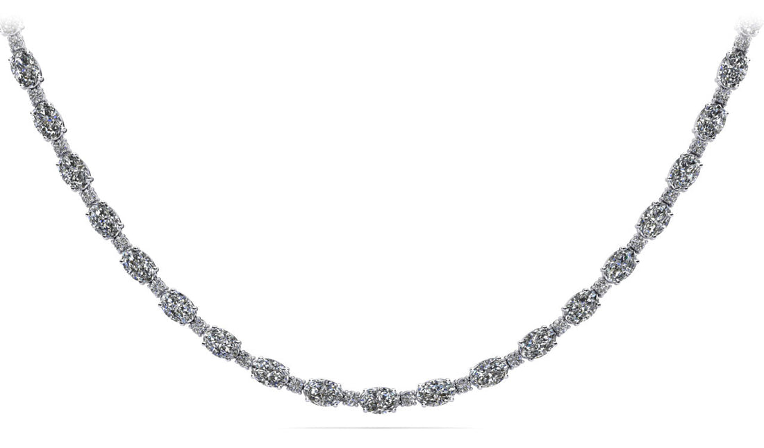 Rounds and Ovals Diamond Necklace Lab-Grown Diamond  with 34.45 ct.(finished) 6x4mm, 2mm