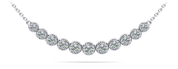 Classic Strand Necklace With Graduated Diamonds And Chain Diamond  with 3.07 ct.(finished)