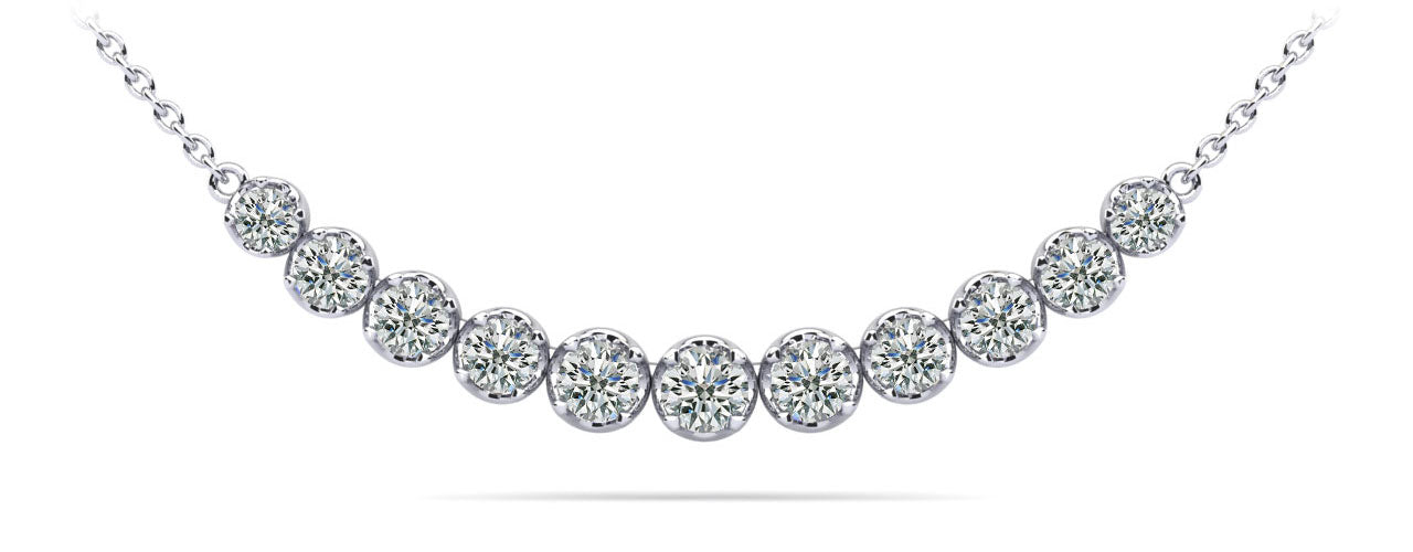 Classic Strand Necklace With Graduated Diamonds And Chain Lab-Grown Diamond  with 3.07 ct.(finished)