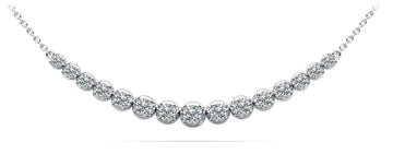 Four Prong Strand Necklace With Graduated Diamonds And Chain Diamond  with 2.05 ct.(finished)