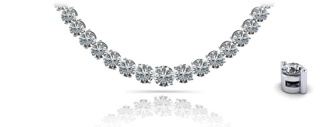 Graduated Diamond Strand Necklace With Shiny Links Lab-Grown Diamond  with 3.05 ct.(finished)