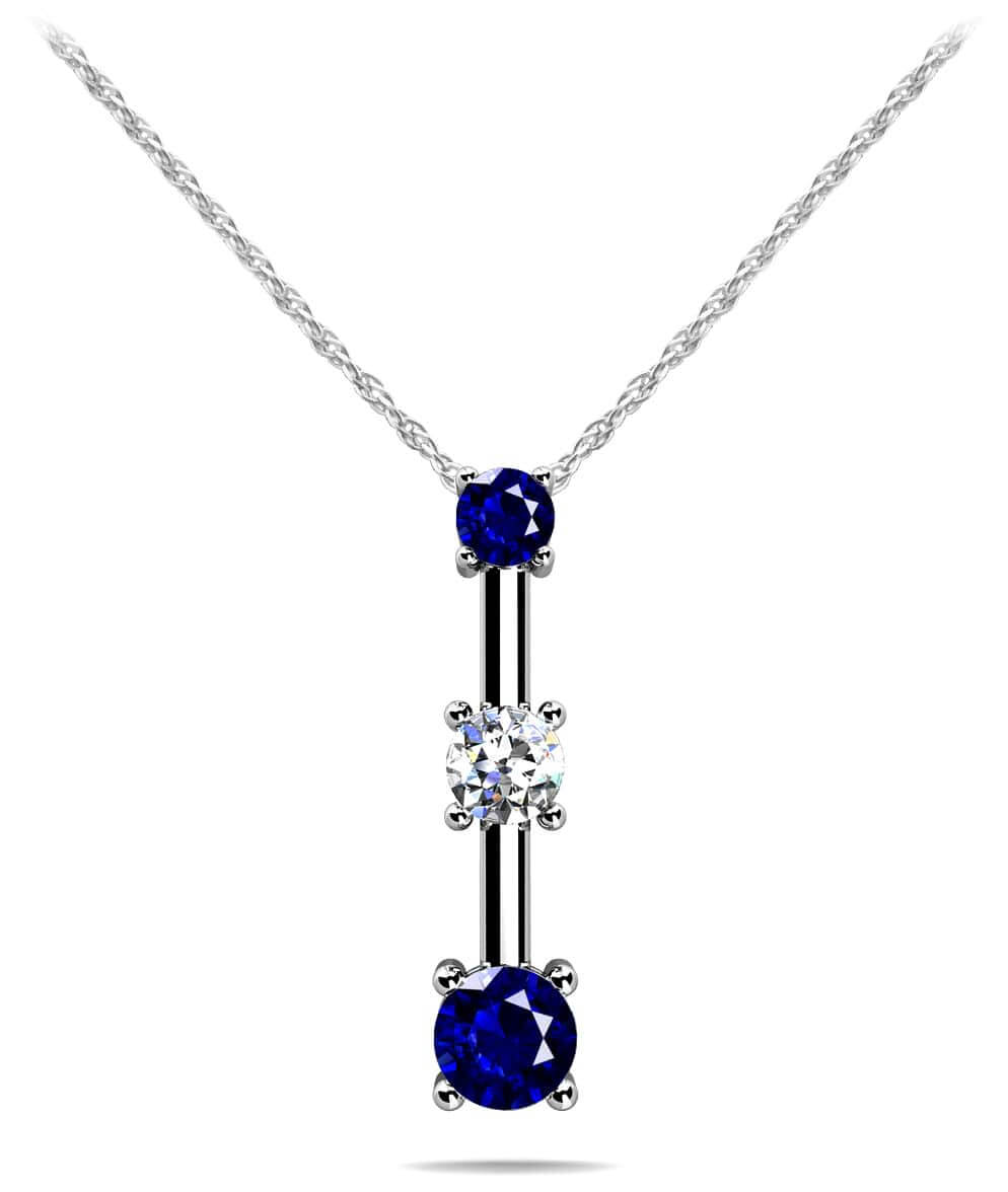 Four Prong Triple Stone Pendant Diamond  with 0.38 ct.(finished) 2.5mm, 3.1mm, 3.7mm Emerald