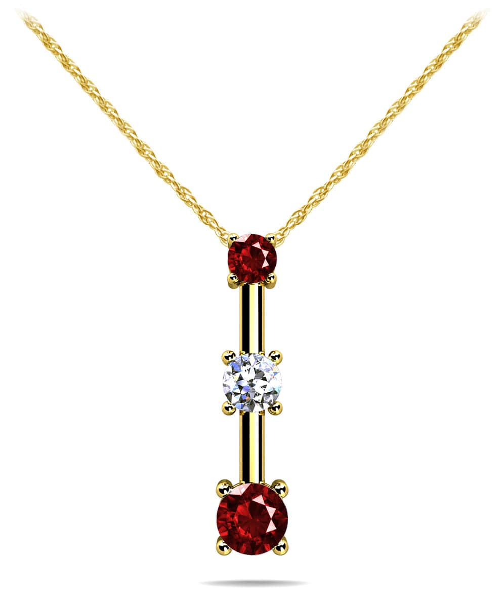 Four Prong Triple Stone Pendant Diamond  with 0.51 ct.(finished) 2.7mm, 3.4mm, 4.2mm Sapphire