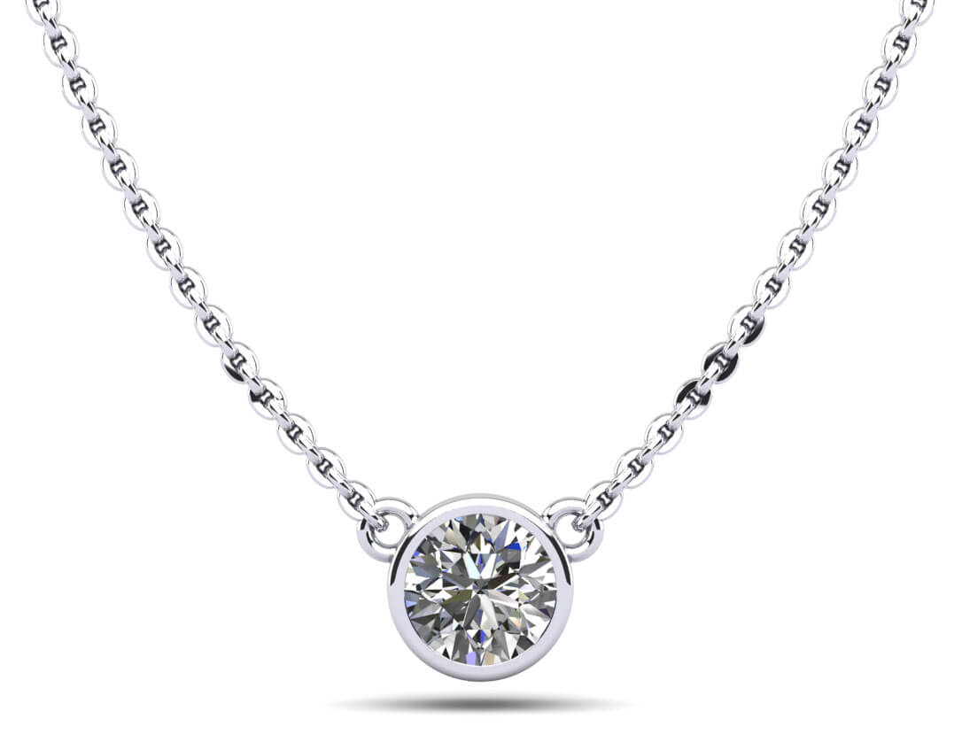 Simply Solitaire Bezel Set Diamond Pendant Diamond  with 0.75 ct.(finished) 5.7mm