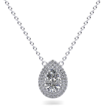 Double Halo Pear Shape Diamond Pendant Diamond  with 0.51 ct.(finished) 6x4mm, 1mm