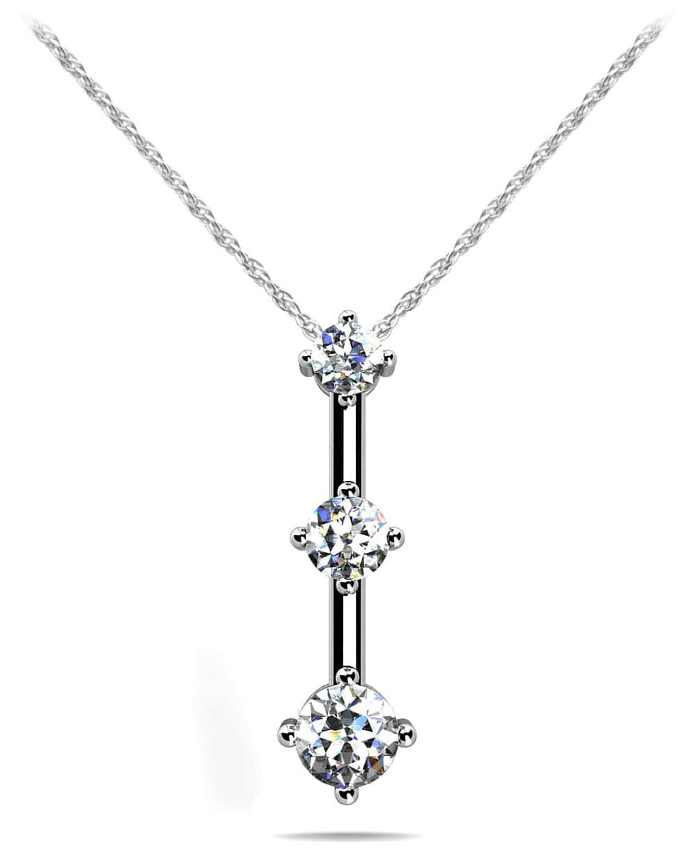 Offset 3 Stone Diamond Pendant In Lab-Grown Diamond  with 0.27 ct.(finished) 2.2mm, 2.8mm, 3.4mm