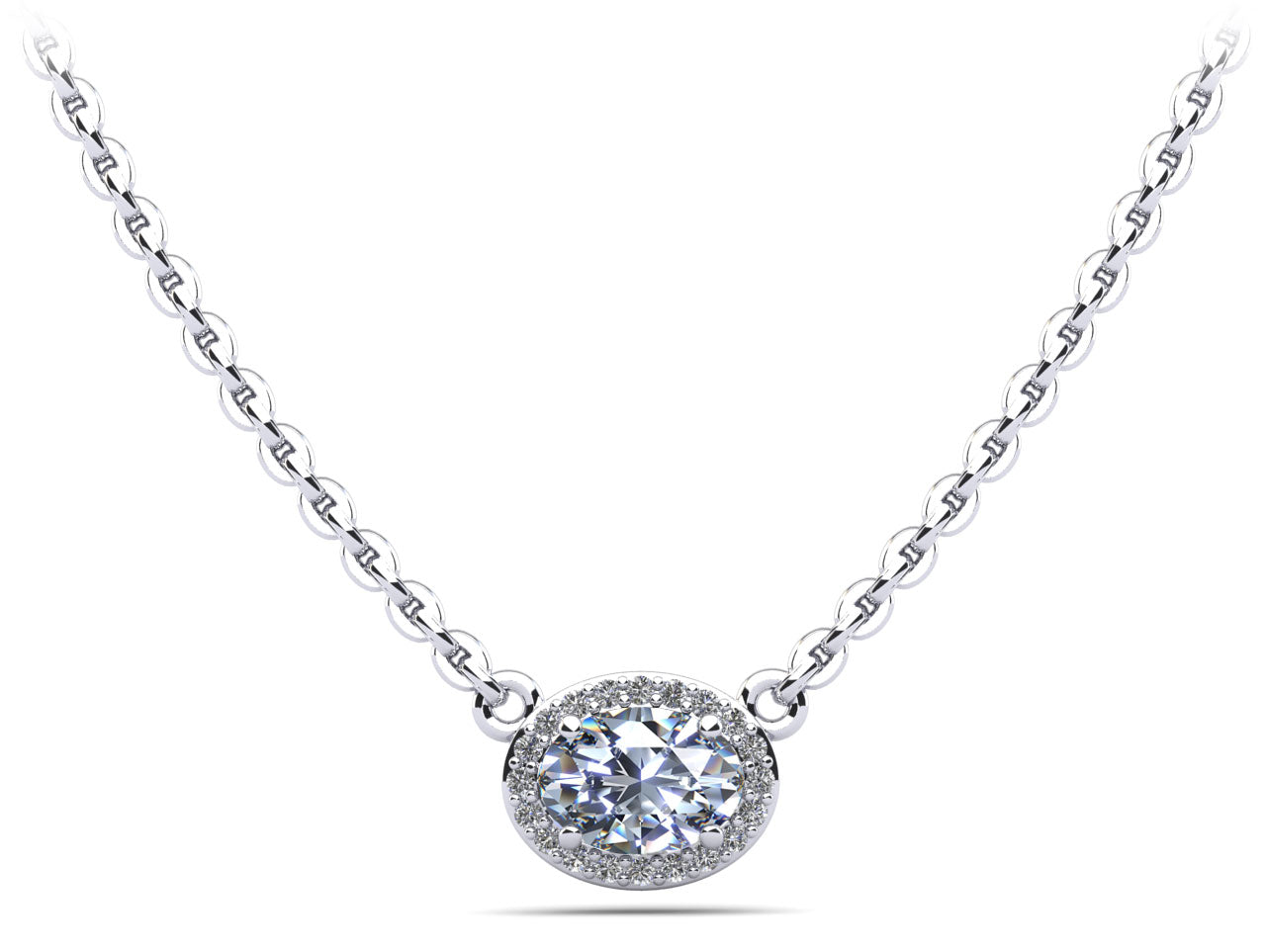 Oval Halo Diamond Pendant Diamond  with 1.71 ct. (1.60 ct. center diamond)