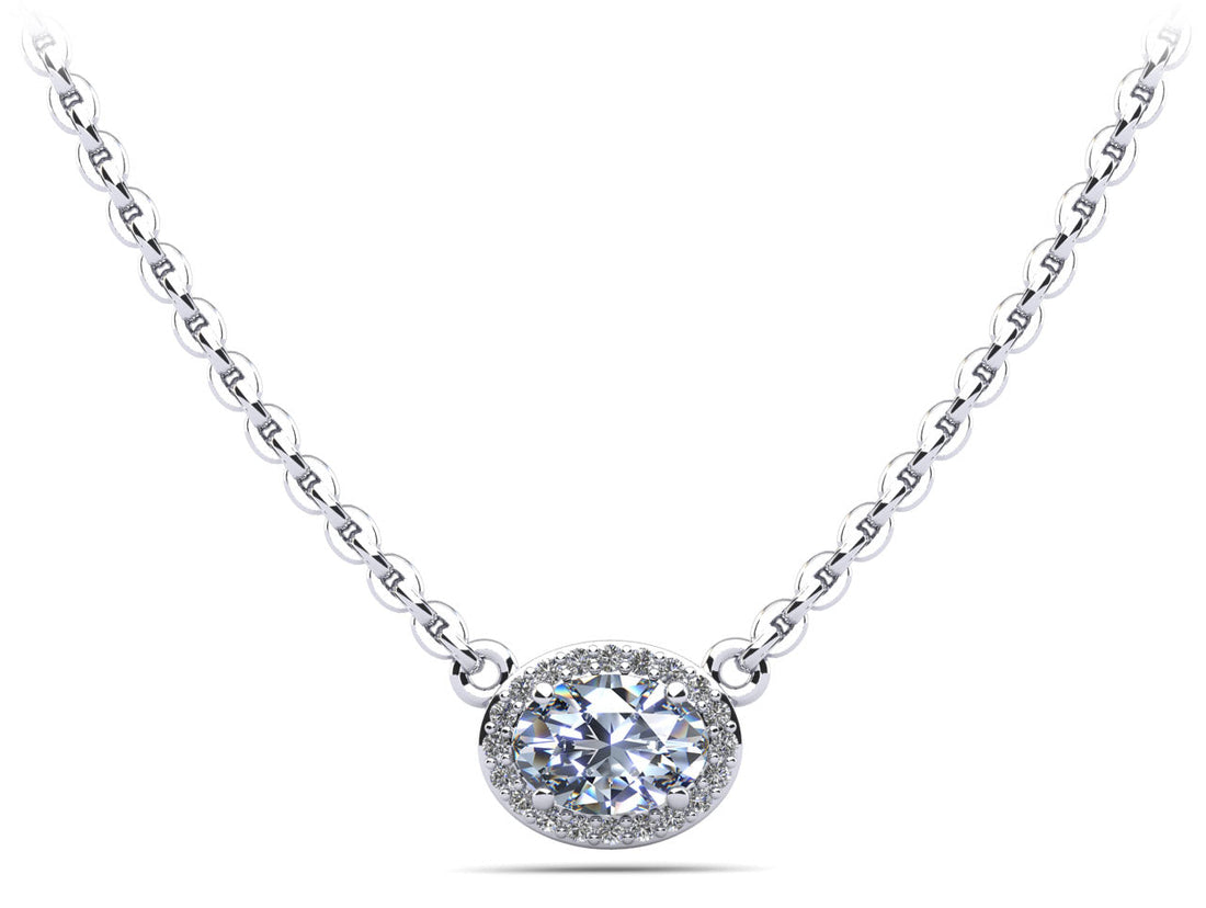 Oval Halo Diamond Pendant Lab-Grown Diamond  with 1.71 ct. (1.60 ct. center diamond)