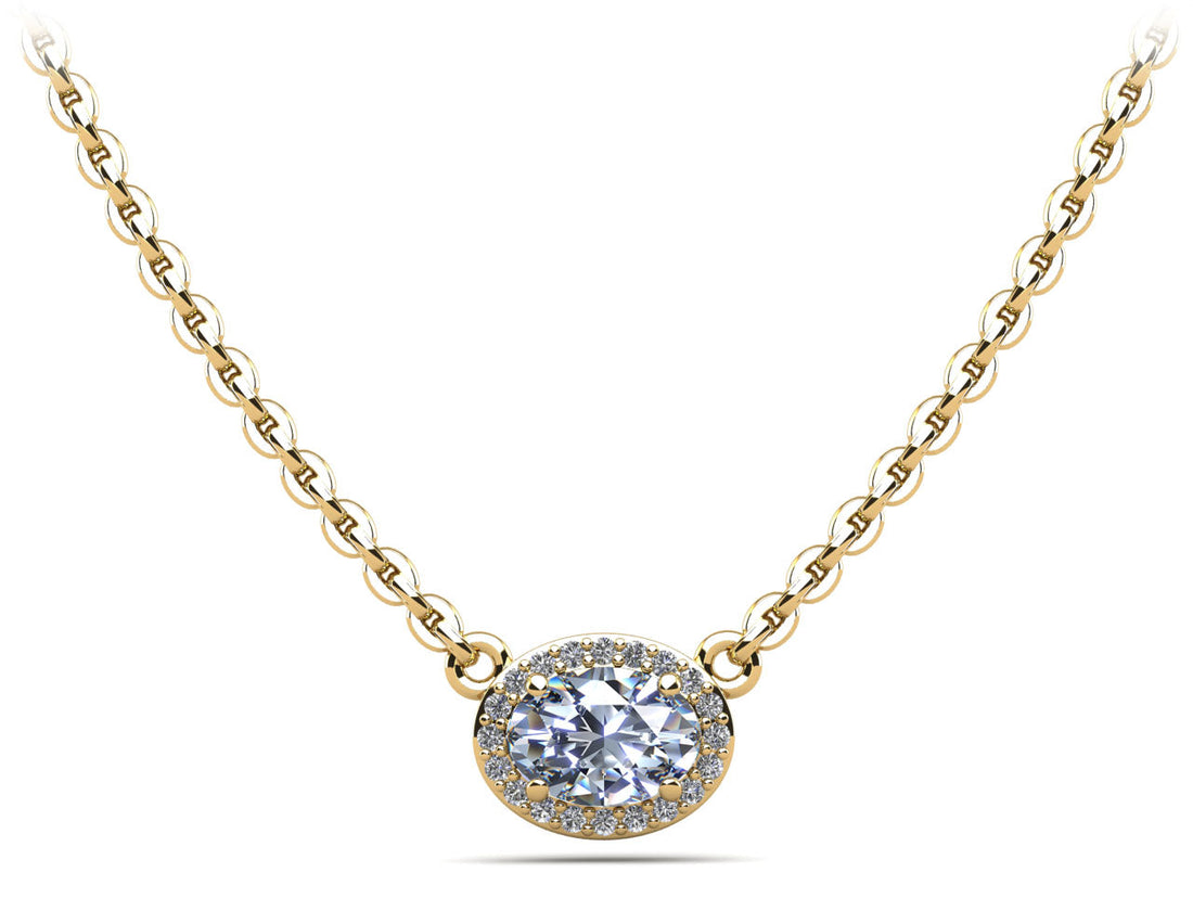 Oval Halo Diamond Pendant Diamond  with 1.10 ct. (1.00 ct. center diamond)