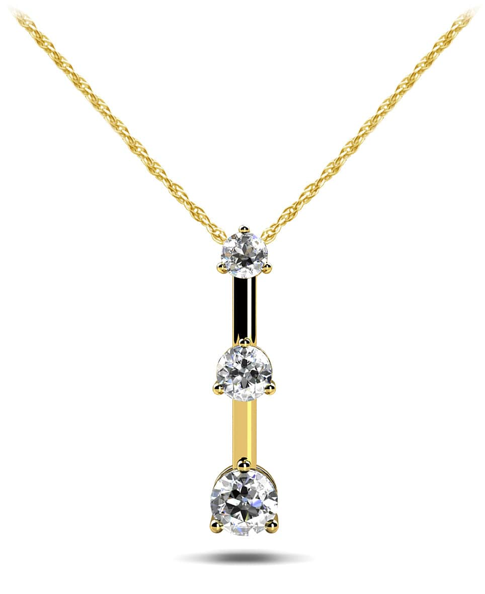 Three Stone Pendant Lab-Grown Diamond  with 0.38 ct.(finished) 2.5mm, 3.1mm, 3.7mm