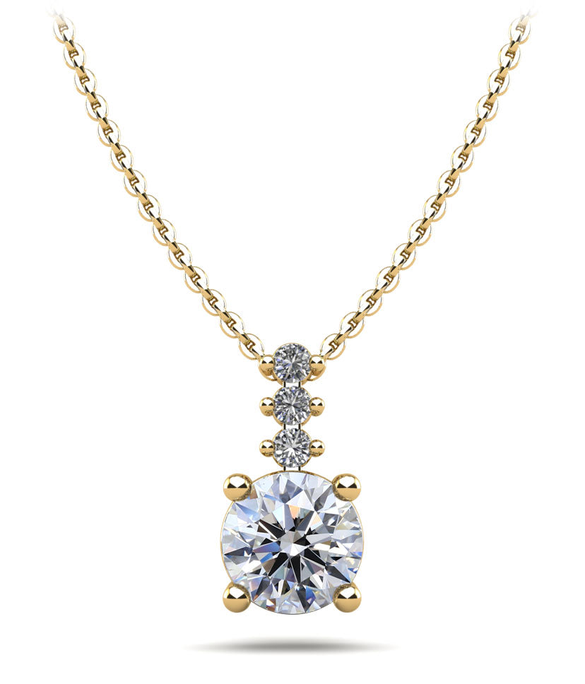 Brilliant Round Drop Diamond Pendant Lab-Grown Diamond  with 2.15 ct.(finished) 2.4mm, 8.2mm