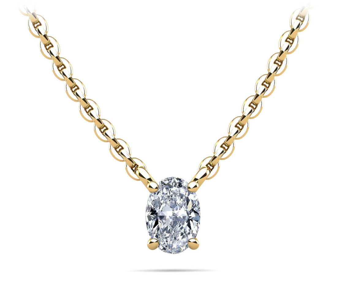 Oval Cut Vertical Diamond Solitaire Pendant Diamond  with 0.33 ct.(finished) 5x3mm