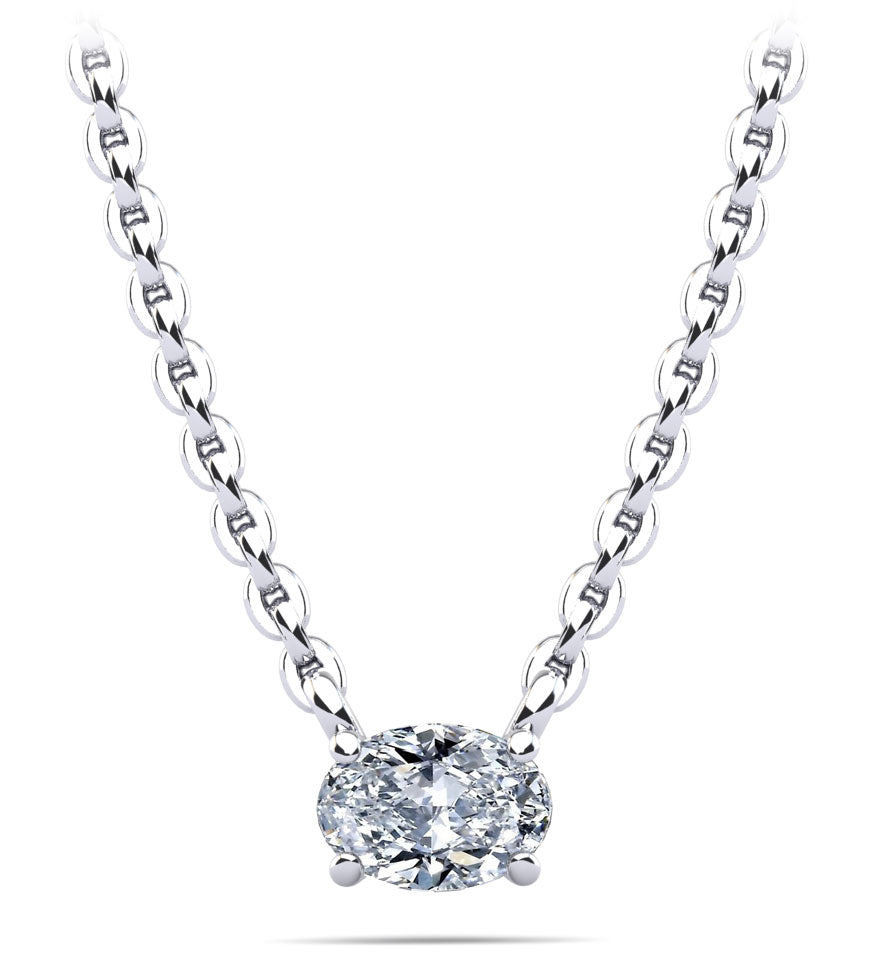 Oval Cut Horizontal Diamond Solitaire Pendant Lab-Grown Diamond  with 1.60 ct.(finished) 8x6mm