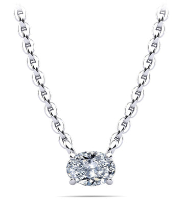 Oval Cut Horizontal Diamond Solitaire Pendant Diamond  with 1.00 ct.(finished) 7x5mm