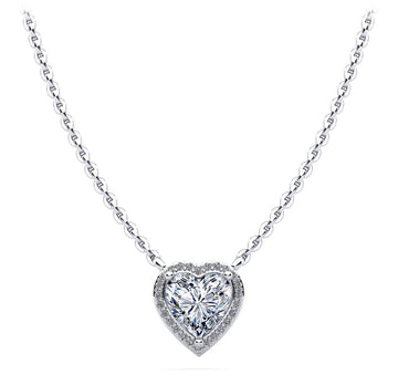 Perfect Heart Halo Diamond Pendant Diamond  with 0.59 ct. (0.50 ct. center diamond)