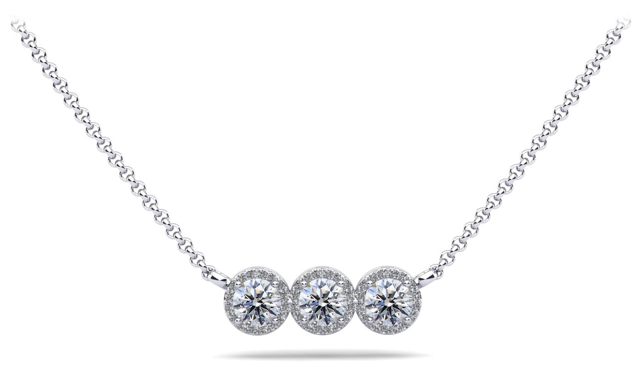 Triple Brilliance Diamond Necklace Lab-Grown Diamond  with 3.30 ct.(finished) 1mm, 6.5mm