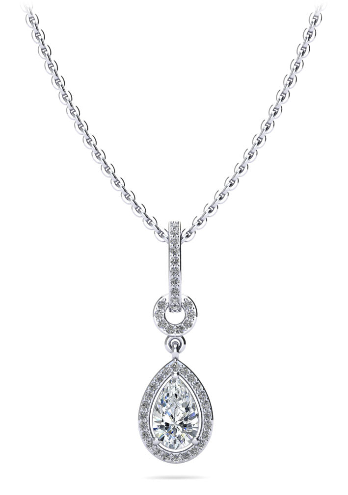 Pear Drop Dangle Diamond Pendant Diamond  with 0.49 ct.(finished) 6x4mm, 1mm