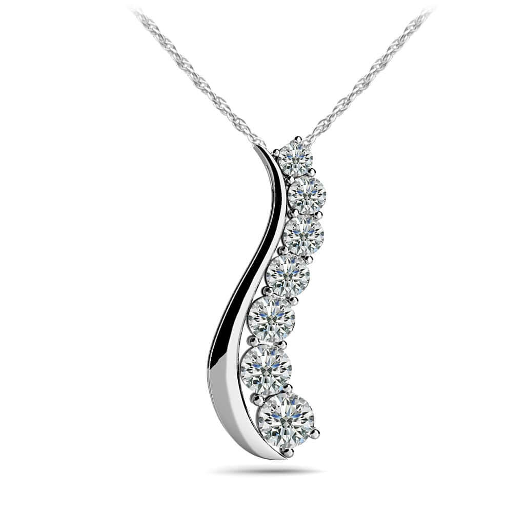 Solid Curve Diamond Journey Necklace Diamond  with 0.97 ct.(finished)