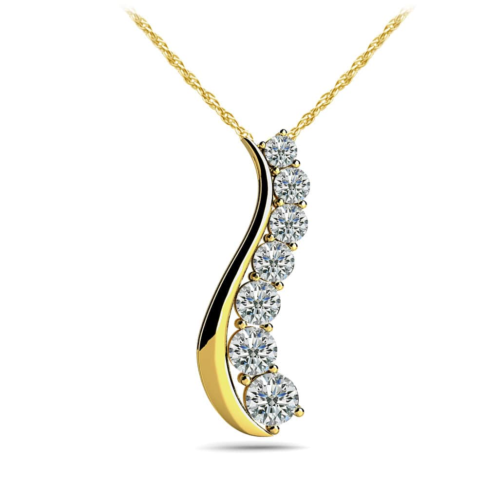 Solid Curve Diamond Journey Necklace Diamond  with 0.73 ct.(finished)