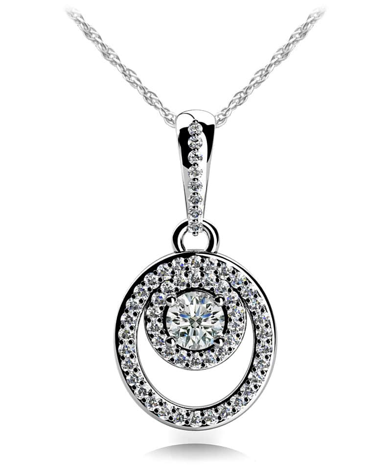 Circle And Oval Diamond Pendant Lab-Grown Diamond  with 1.33 ct.(finished) 1.1mm, 1.4mm, 5.5mm