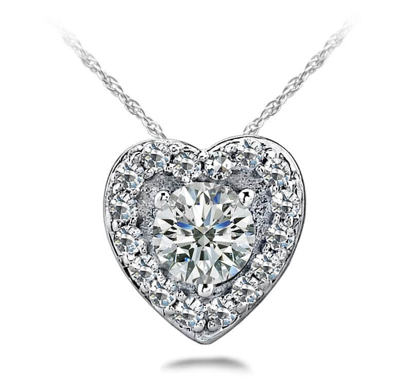 Diamond Center Heart Pendant Diamond  with 0.24 ct.(finished) 1mm, 3.5mm