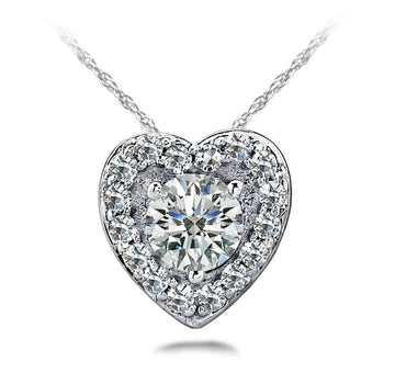 Diamond Center Heart Pendant Diamond  with 0.44 ct.(finished) 1.2mm, 4.3mm