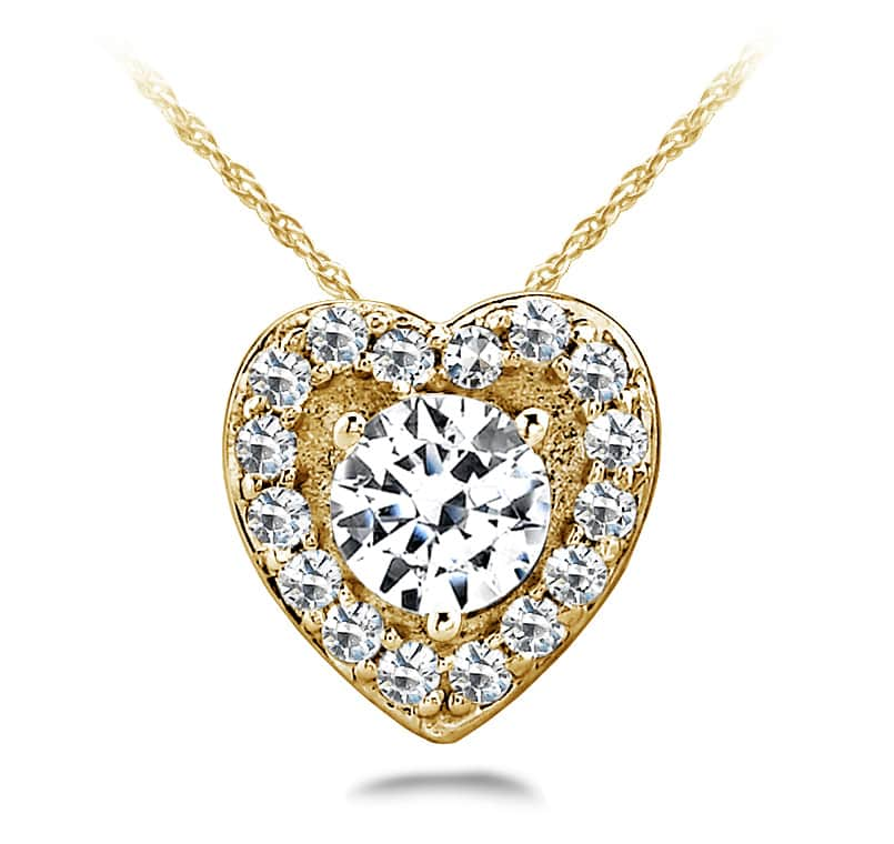 Diamond Center Heart Pendant Diamond  with 0.44 ct.(finished) 1.2mm, 4.3mm