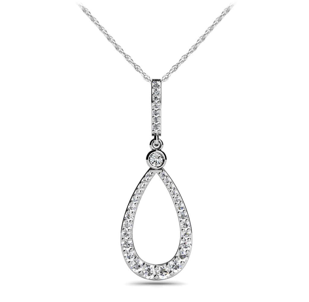 Diamond Lined Designer Teardrop Pendant Lab-Grown Diamond  with 0.75 ct.(finished)