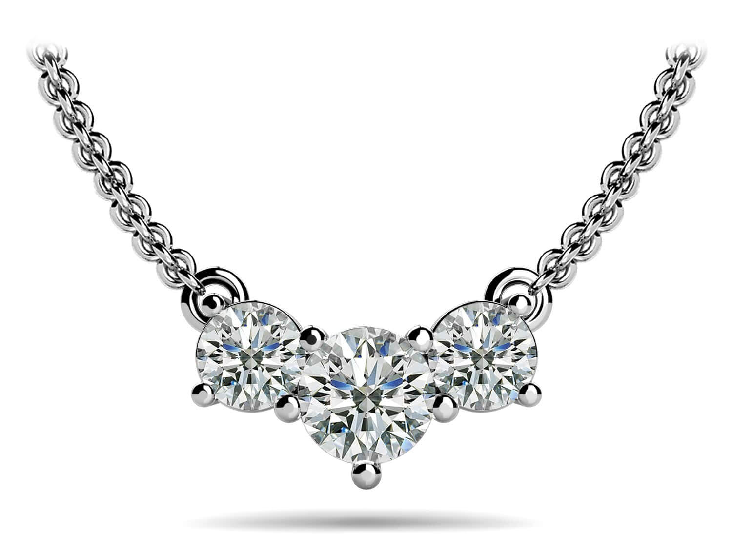 Three Stone Horizontal Diamond Pendant Lab-Grown Diamond  with 1.50 ct.(finished) 4.7mm, 5.5mm