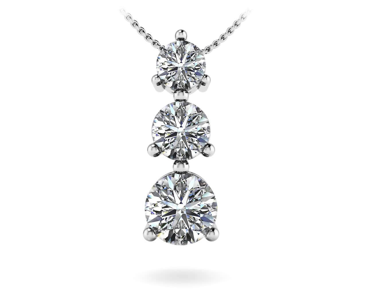 Three Prong 3 Stone Pendant Diamond  with 2.08 ct.(finished) 4.4mm, 5.7mm, 6.5mm