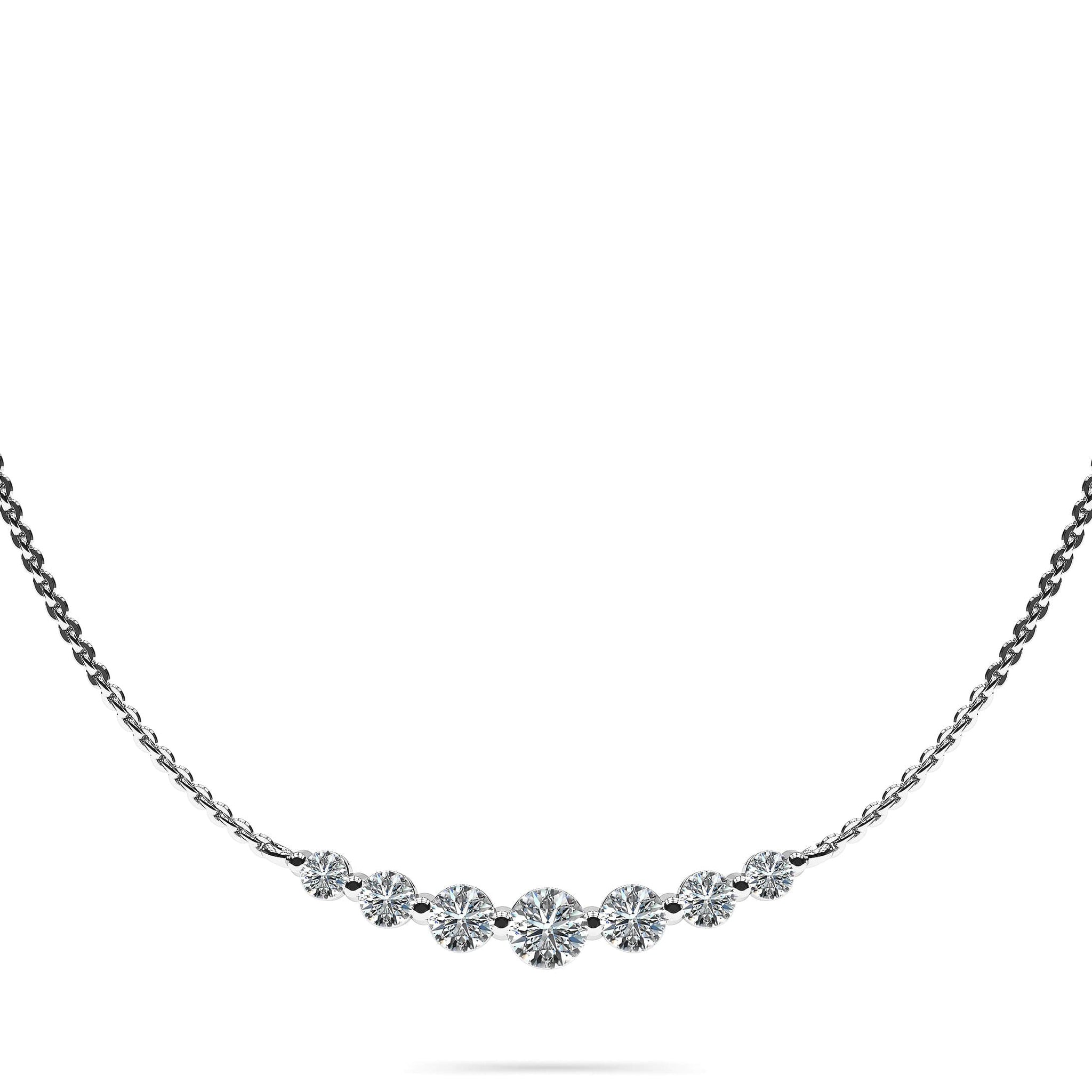 Seven Stone Graduated Chain Necklace Lab-Grown Diamond  with 1.60 ct.(finished)