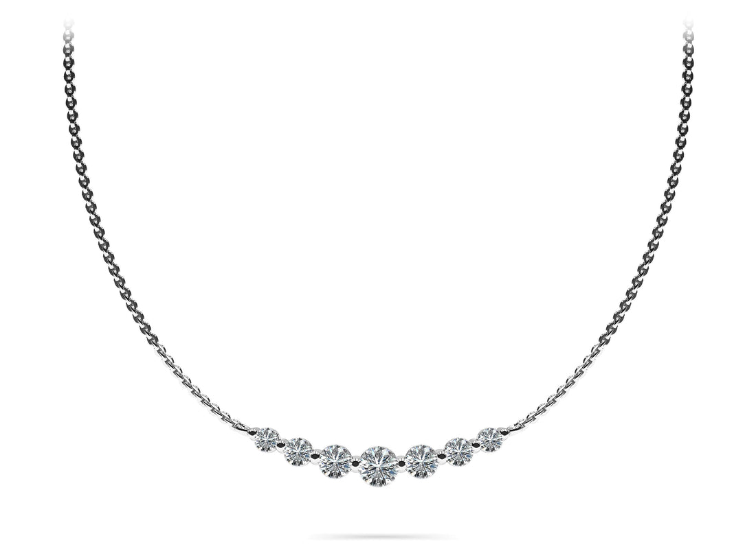 Seven Stone Graduated Chain Necklace Diamond  with 1.60 ct.(finished)