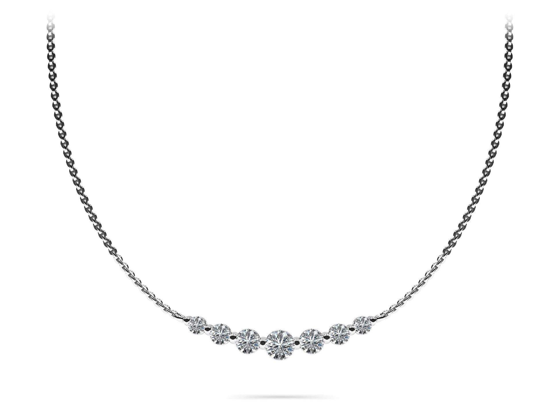 Seven Stone Graduated Chain Necklace Diamond  with 1.60 ct.(finished)