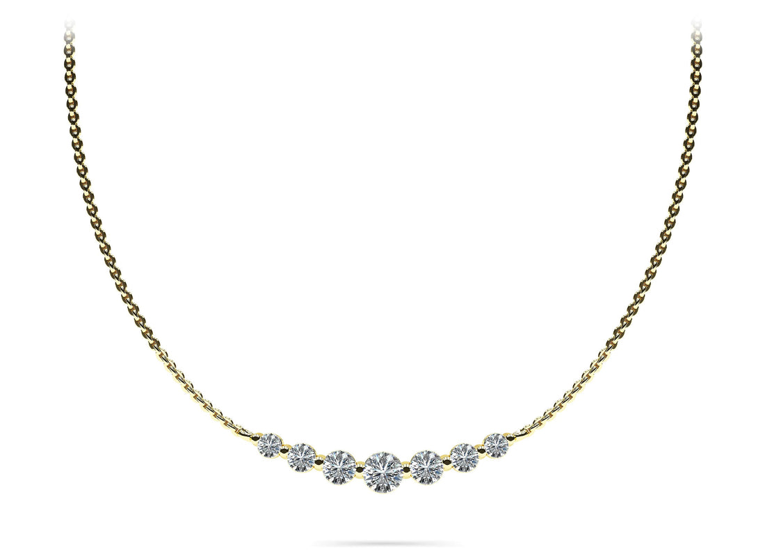 Seven Stone Graduated Chain Necklace Diamond  with 1.60 ct.(finished)