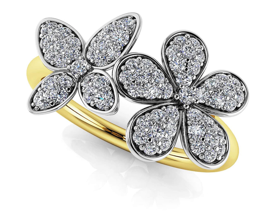 Butterfly And Flower Diamond Ring Lab-Grown Diamond  with 0.39 ct.(finished)