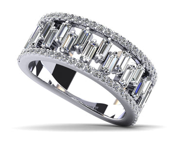 Stepping Stone Baguette Diamond Ring Lab-Grown Diamond  with 1.50 ct.(finished) 3x1.5mm, 1.1mm