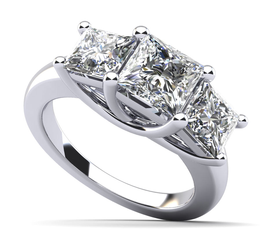 Princess Cut Swirl Three Stone Engagement Ring Lab-Grown Diamond  with 2.00 ct. (1.00 ct. center diamond)