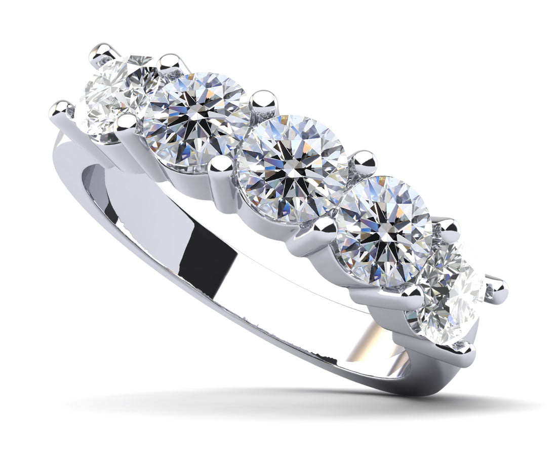 Classic Five Diamond Anniversary Ring Lab-Grown Diamond  with 2.00 ct.(finished) 4.7mm