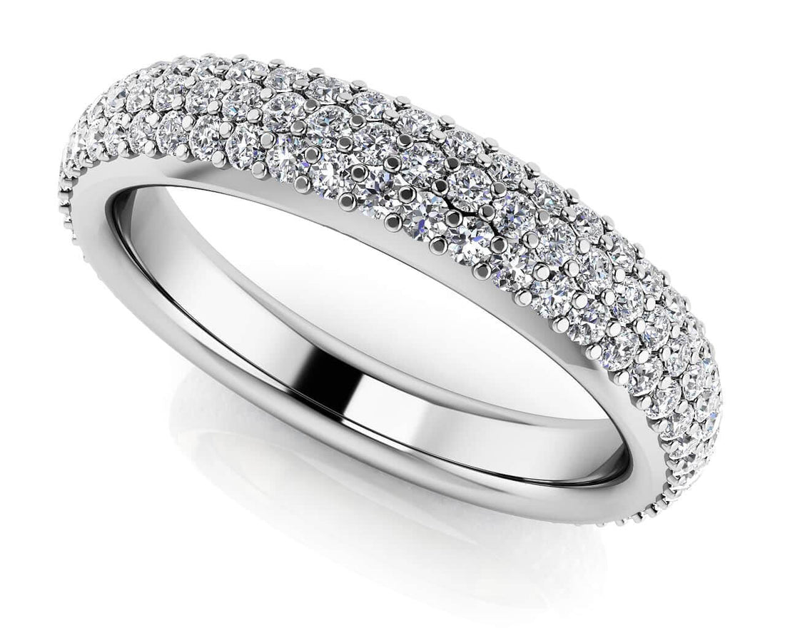 Triple Row Pave Diamond Eternity Band Lab-Grown Diamond  with 2.63 ct.(finished) 1.8mm